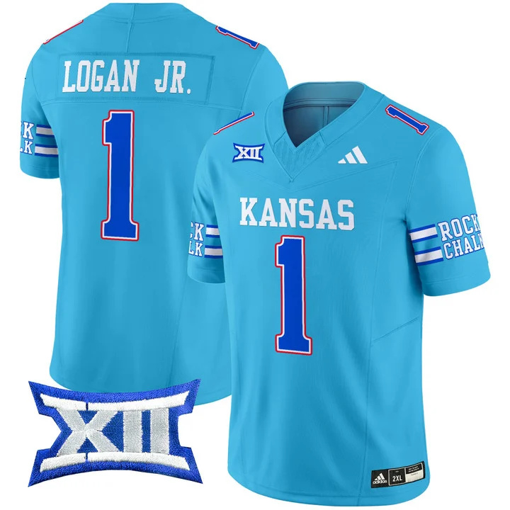 Kansas Jayhawks 2024   Football Jersey - All Stitched OLD KU #1 KENNY LOGAN JR.
