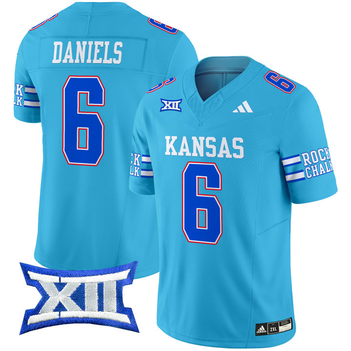 Kansas Jayhawks 2024   Football Jersey - All Stitched OLD KU #6 JALON DANIELS