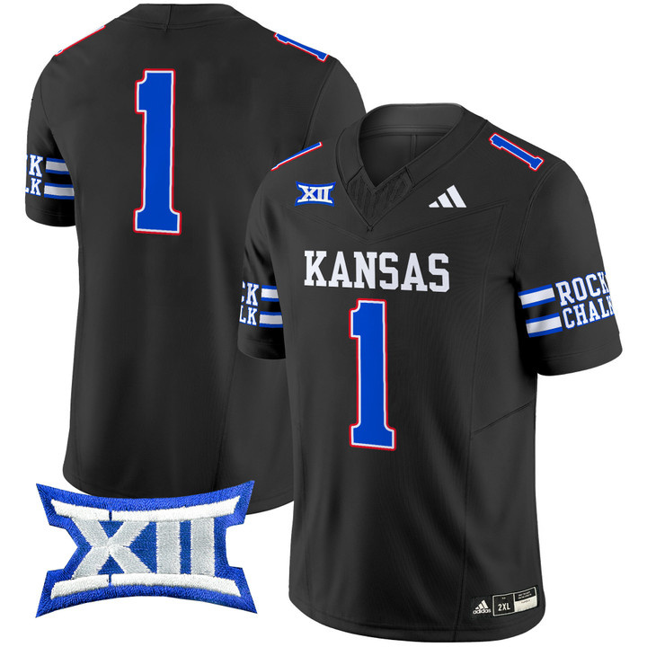 Kansas Jayhawks 2024 Vapor Limited Football Jersey - All Stitched BLACK #1  no  name