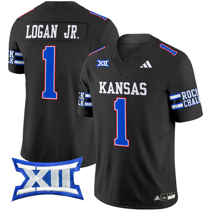 Kansas Jayhawks 2024 Vapor Limited Football Jersey - All Stitched BLACK #1 KENNY LOGAN JR.