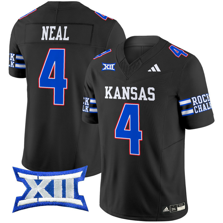 Kansas Jayhawks 2024 Vapor Limited Football Jersey - All Stitched BLACK #4 DEVIN NEAL