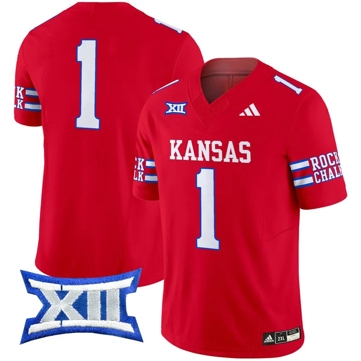 Kansas Jayhawks 2024 Vapor Limited Football Jersey - All Stitched RED #1  no  name