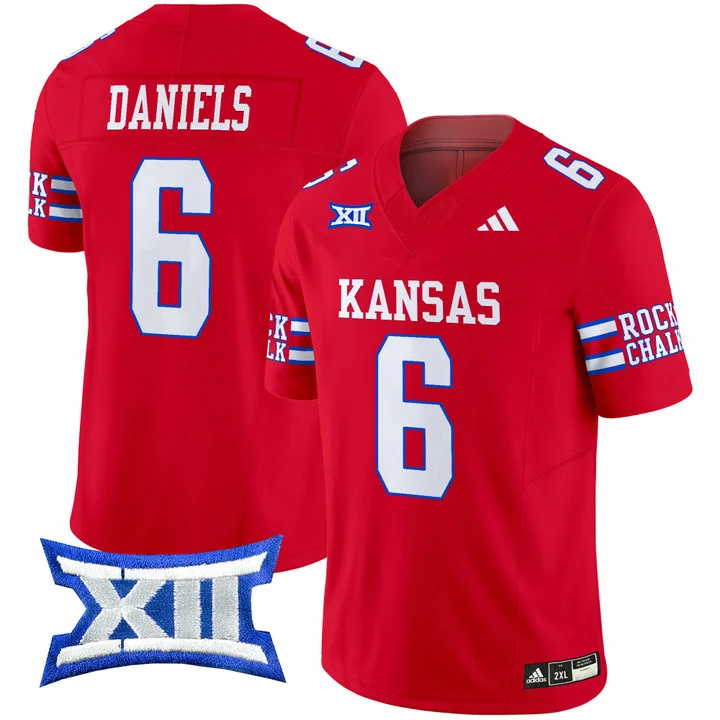 Kansas Jayhawks 2024 Vapor Limited Football Jersey - All Stitched RED #6 JALON DANIELS