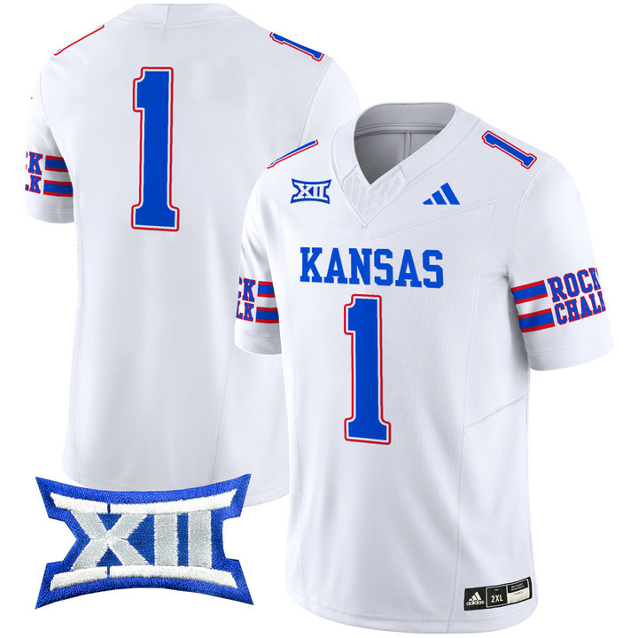 Kansas Jayhawks 2024 Vapor Limited Football Jersey - All Stitched WHITE #1  no  name