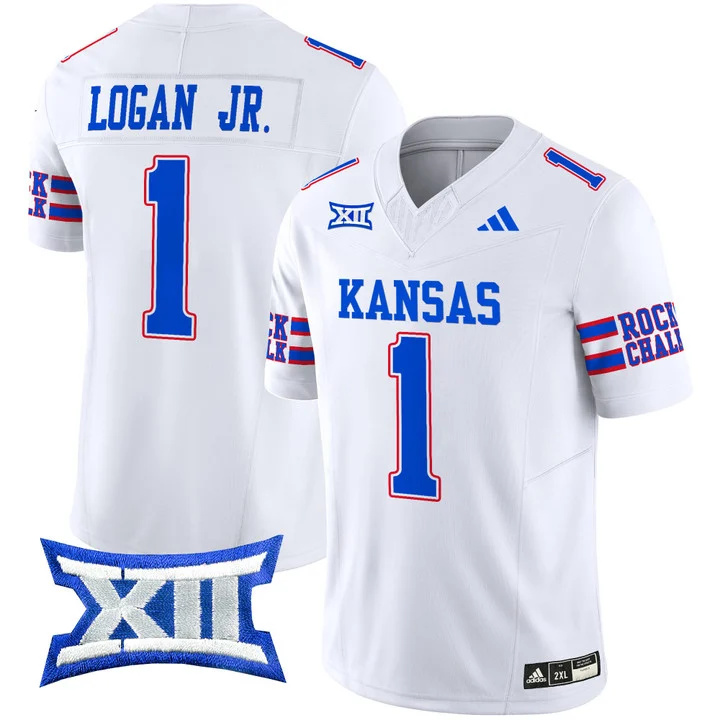 Kansas Jayhawks 2024 Vapor Limited Football Jersey - All Stitched WHITE #1 KENNY LOGAN JR.