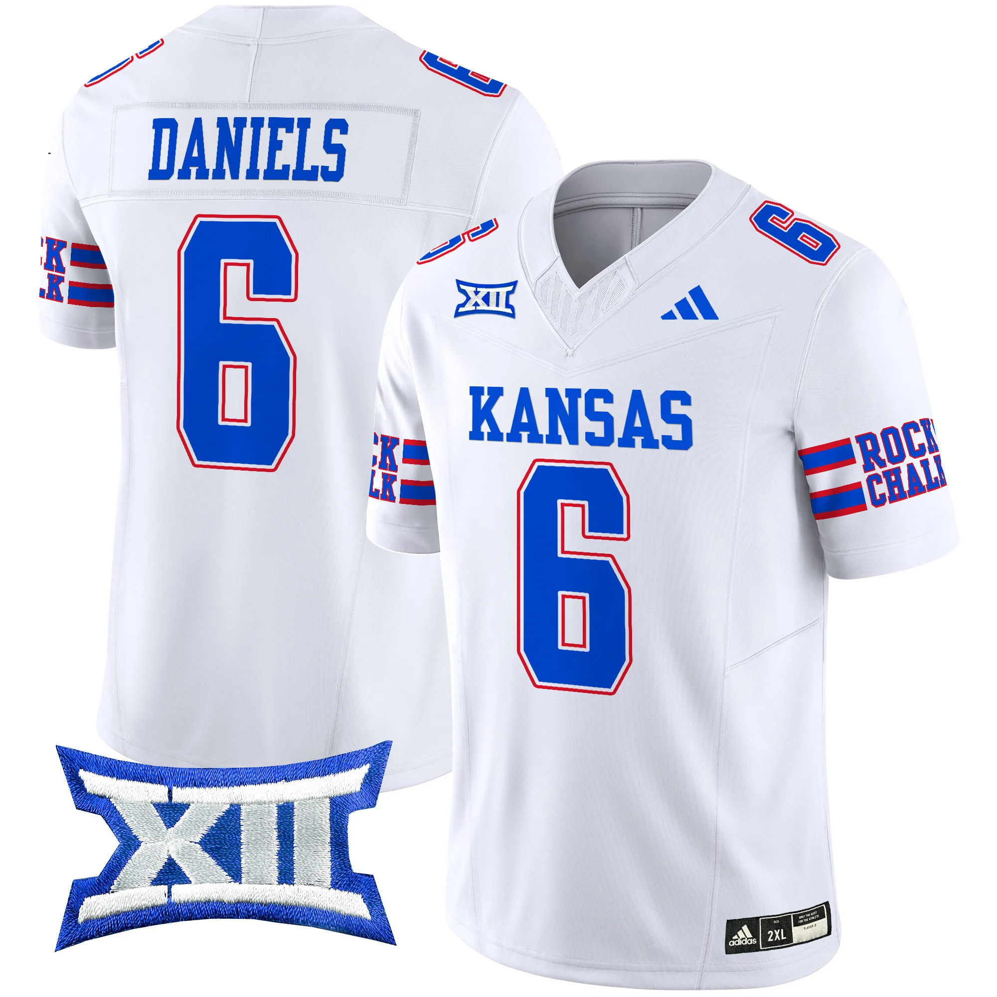 Kansas Jayhawks 2024 Vapor Limited Football Jersey - All Stitched WHITE #6 JALON DANIELS