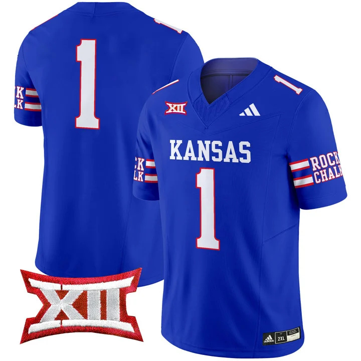 Kansas Jayhawks 2024 Vapor Limited Football Jersey - All Stitched blue #1  no  name