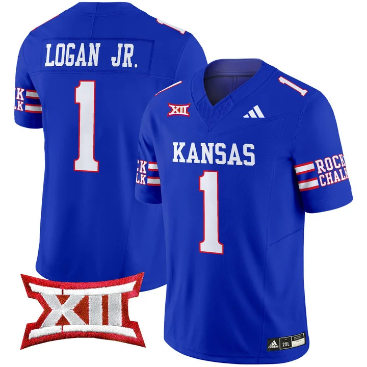 Kansas Jayhawks 2024 Vapor Limited Football Jersey - All Stitched blue #1 KENNY LOGAN JR.