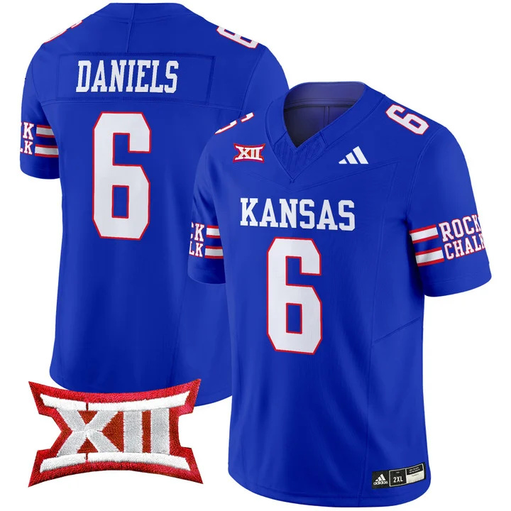 Kansas Jayhawks 2024 Vapor Limited Football Jersey - All Stitched blue #6 JALON DANIELS