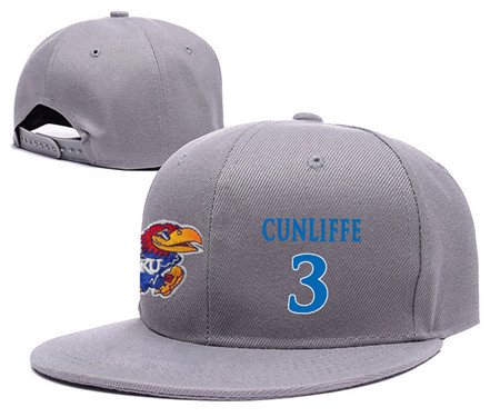 Kansas Jayhawks 3 Sam Cunliffe Gray College Basketball Adjustable Hat