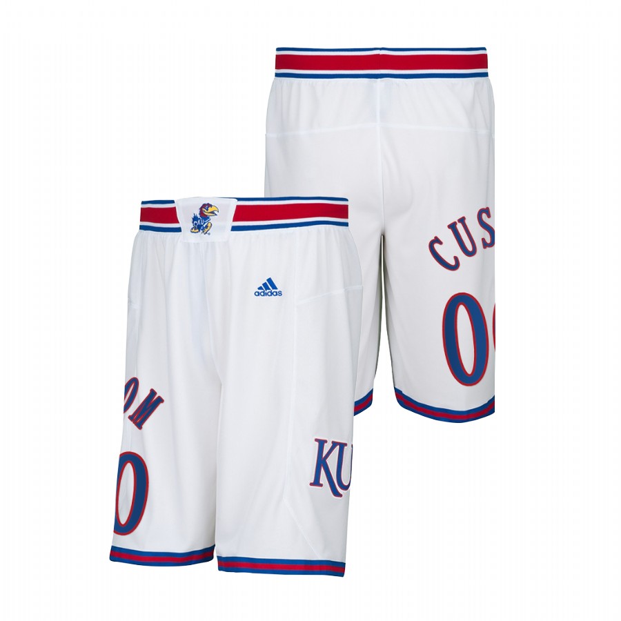 Kansas Jayhawks Custom White Men College Basketball Shorts