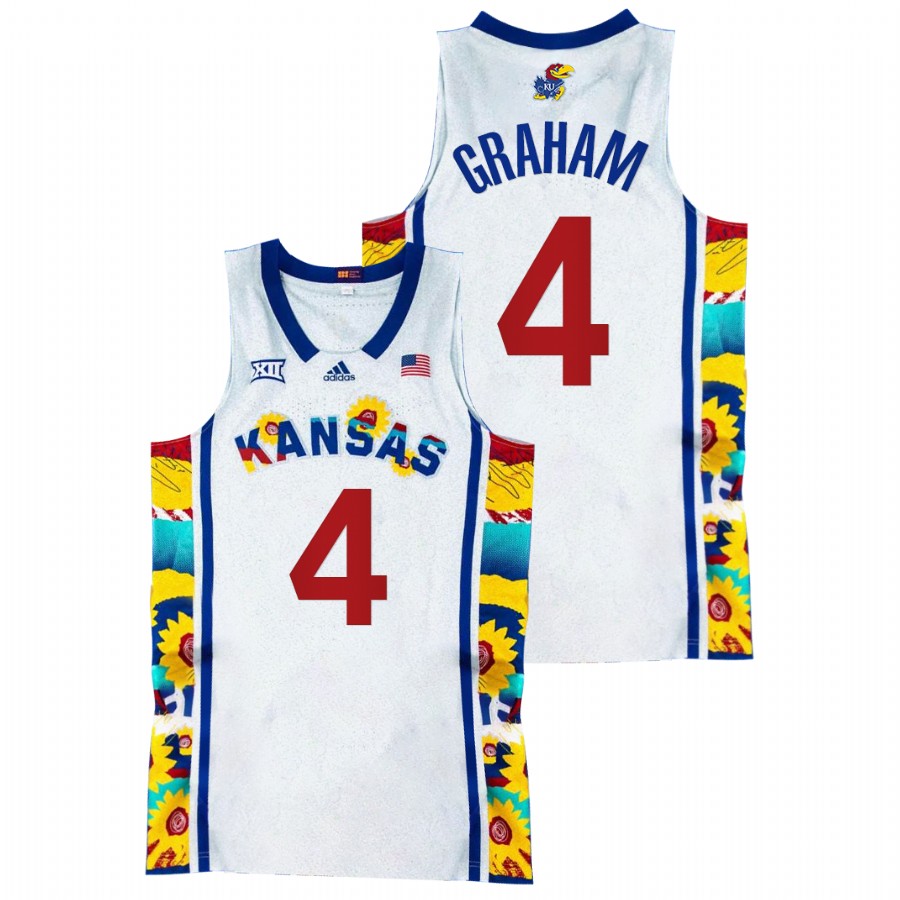 Kansas Jayhawks Devonte' Graham Sunflower Showdown White Basketball Jersey Men