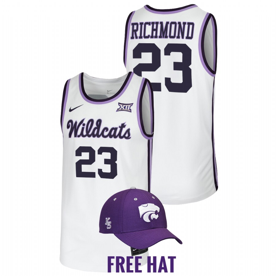 Kansas State Wildcats Mitch Richmond Retro Basketball White Free Hat Jersey Men