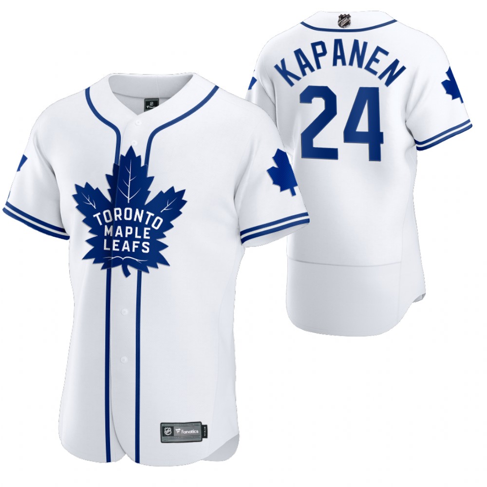 Kasperi Kapanen Maple Leafs 2020 NHL X MLB Crossover Baseball Jersey White