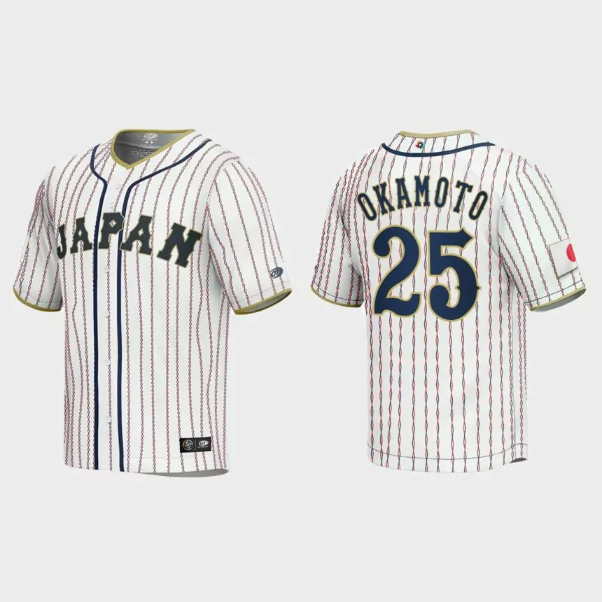 Kazuma Okamoto Japan Baseball 2023 World Baseball Classic Jersey – White