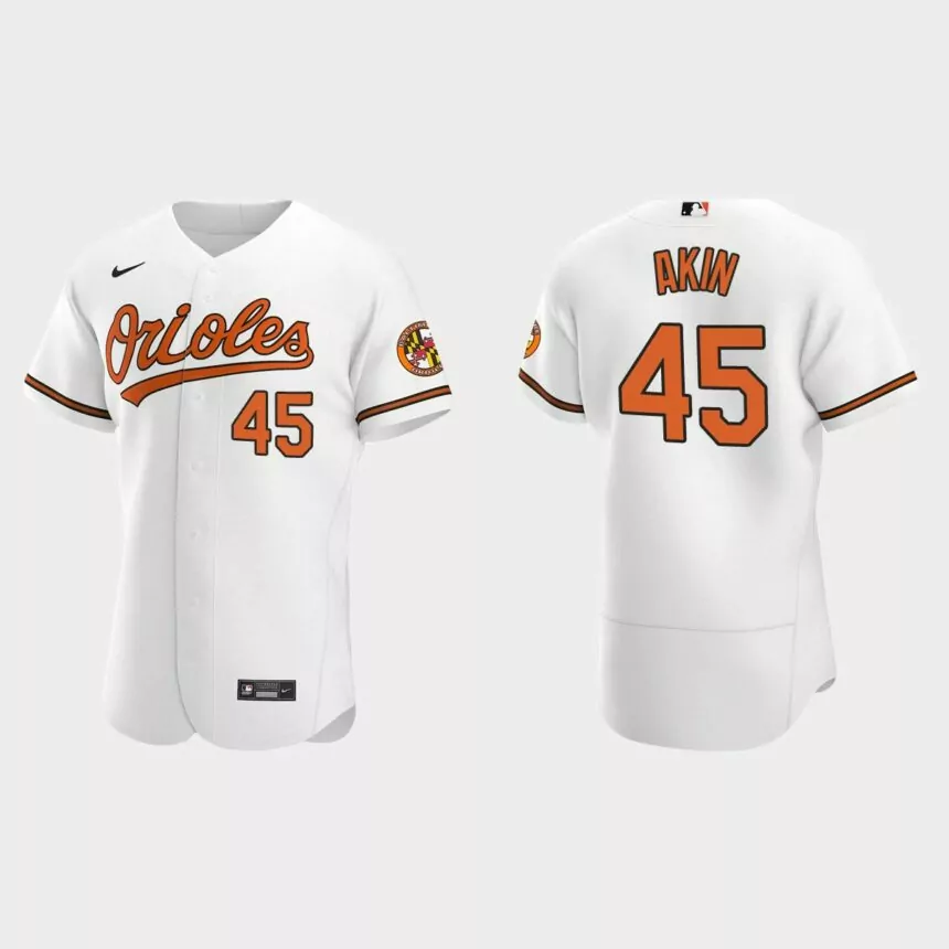 Keegan Akin #45 Baltimore Orioles Authentic Home Jersey – White
