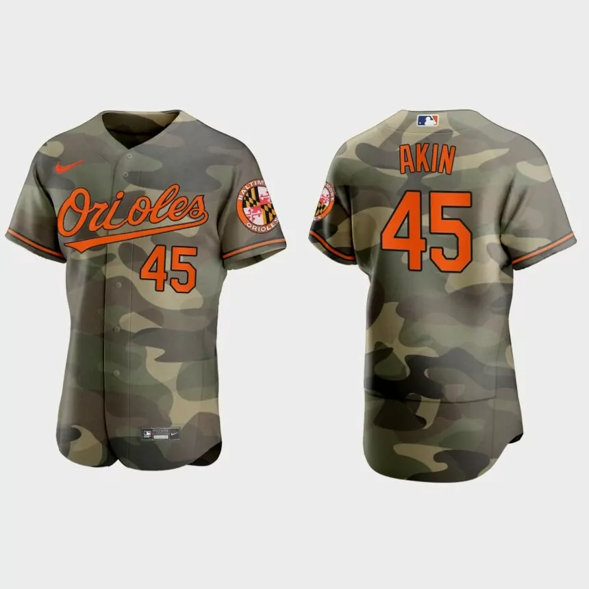 Keegan Akin Baltimore Orioles 2021 National Armed Forces Day Authentic Jersey – Camo