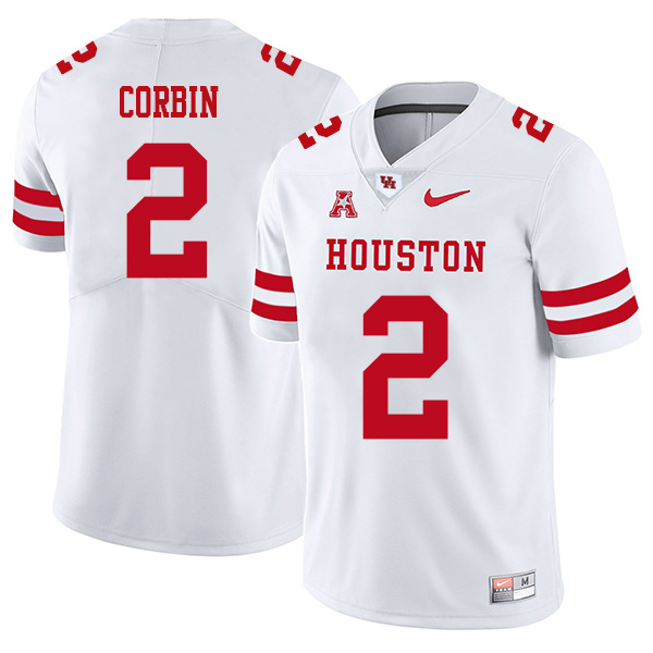 Keith Corbin Houston Cougars Men's Jersey - #2 NCAA White Stitched Authentic