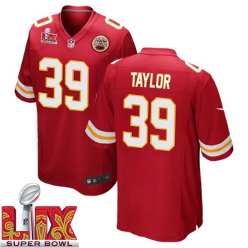 Keith Taylor No 39 Men Super Bowl LIX Kansas City Chiefs Home Game 2025 Jersey- Replica