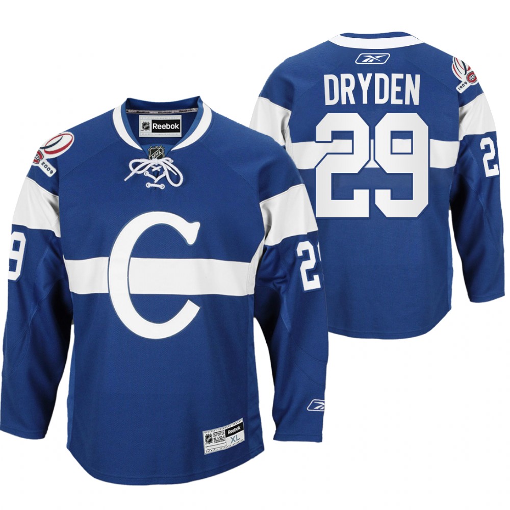 Ken Dryden Montreal Canadiens 100th Anniversary Celebration Blue Throwback Jersey