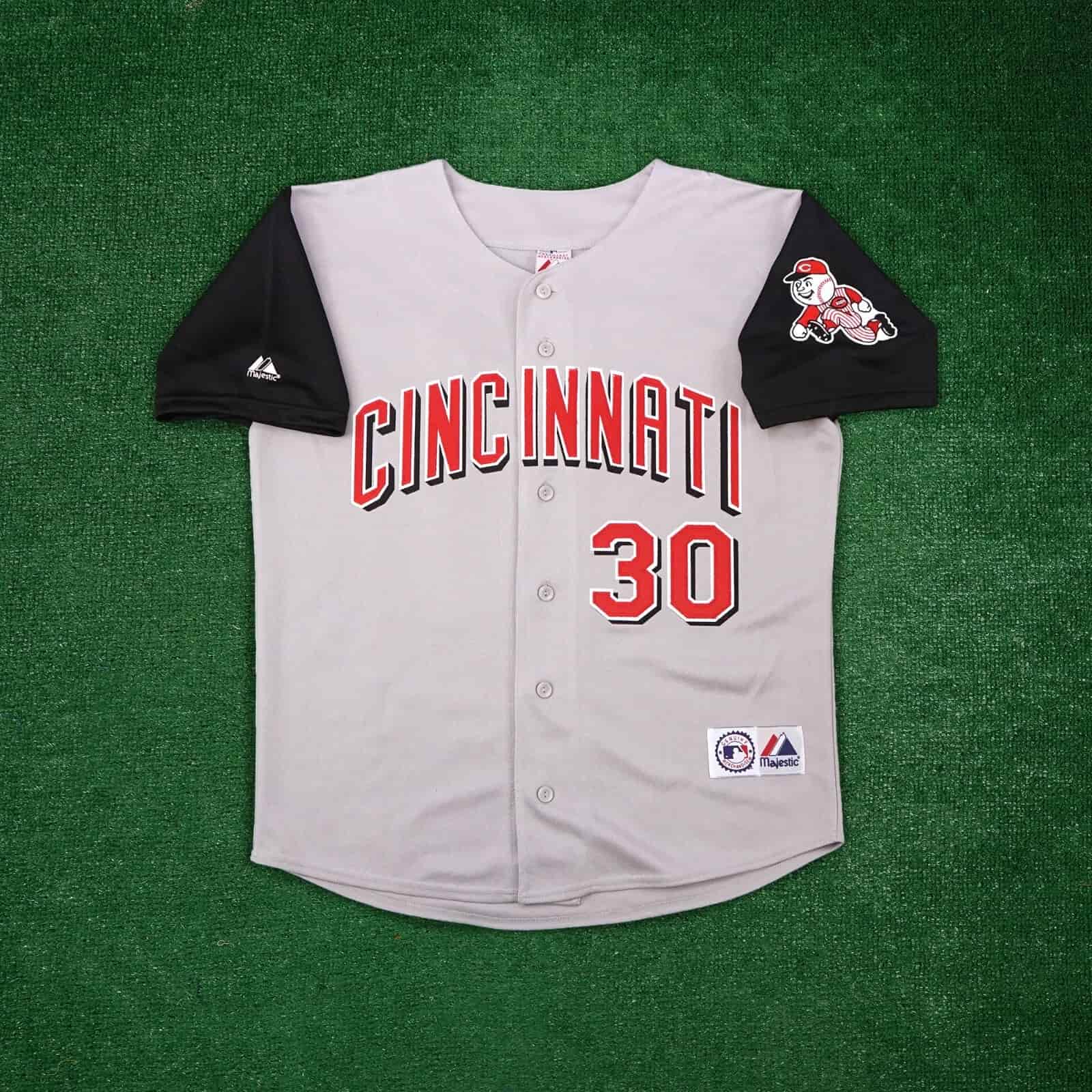 Ken Griffey Jr. 2001 Cincinnati Reds Grey Road Men's Jersey w Team Patch