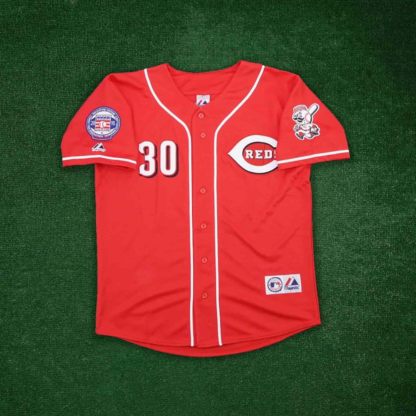 Ken Griffey Jr. Cincinnati Reds Men's Alternate Red Jersey w 2016 HOF Patch