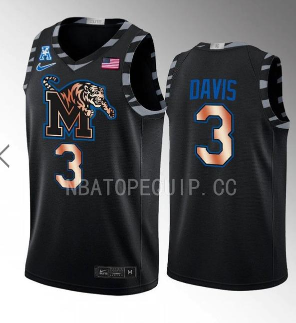 Kendric Davis #3 Memphis Tigers Black Jersey Copper College Basketball Praise To Heaven