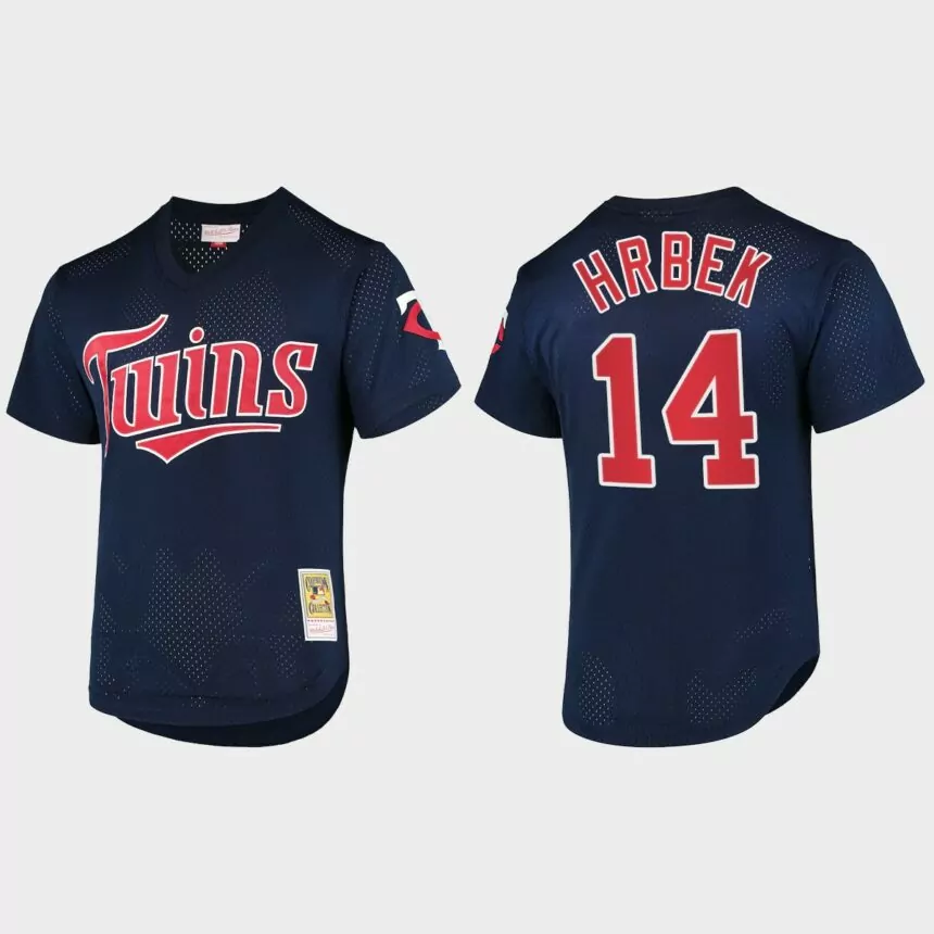 Kent Hrbek Minnesota Twins Cooperstown Collection Batting Practice Mesh Jersey – Navy