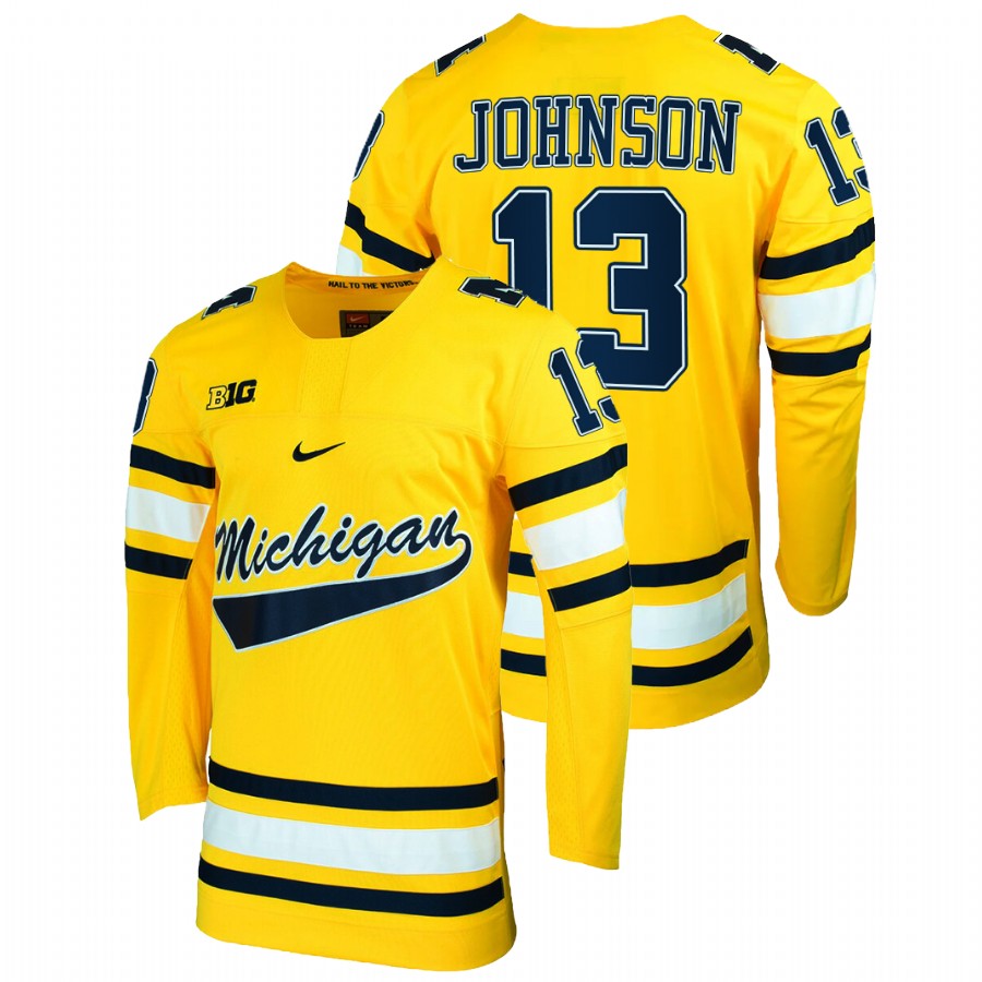 Kent Johnson College Hockey Michigan Wolverines Maize Jersey