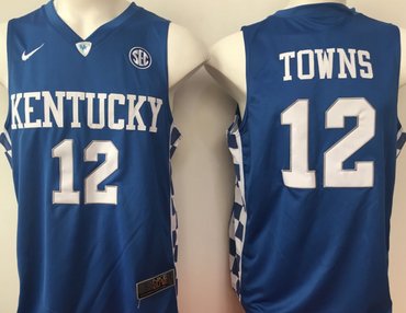 Kentucky Wildcats 12 Karl-Anthony Towns Blue College Basketball Jersey