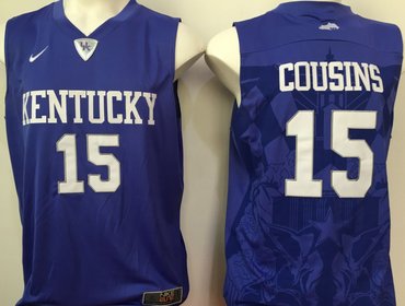 Kentucky Wildcats 15 DeMarcus Cousins Blue College Basketball Jersey