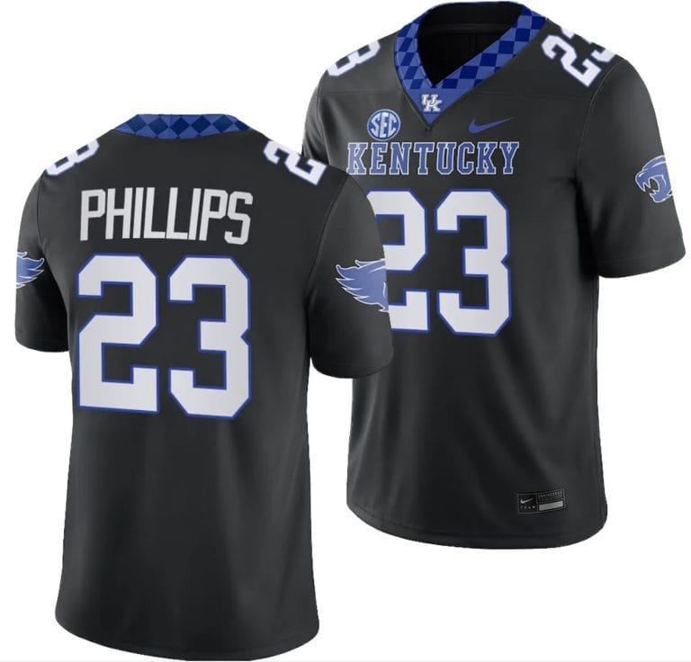 Kentucky Wildcats Andru Phillips Jersey #23 Alternate Football Game Black 2023
