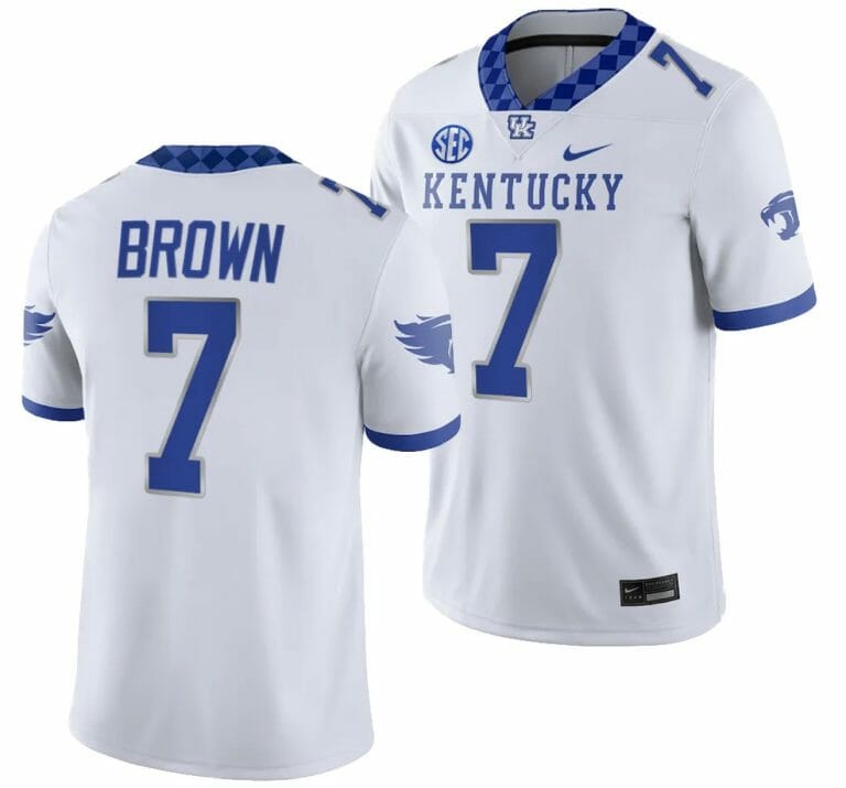 Kentucky Wildcats Barion Brown Jersey #7 College Football Game 2023 White