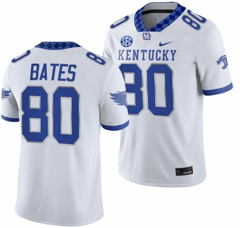 Kentucky Wildcats Brenden Bates Jersey #80 College Football Game 2023 White