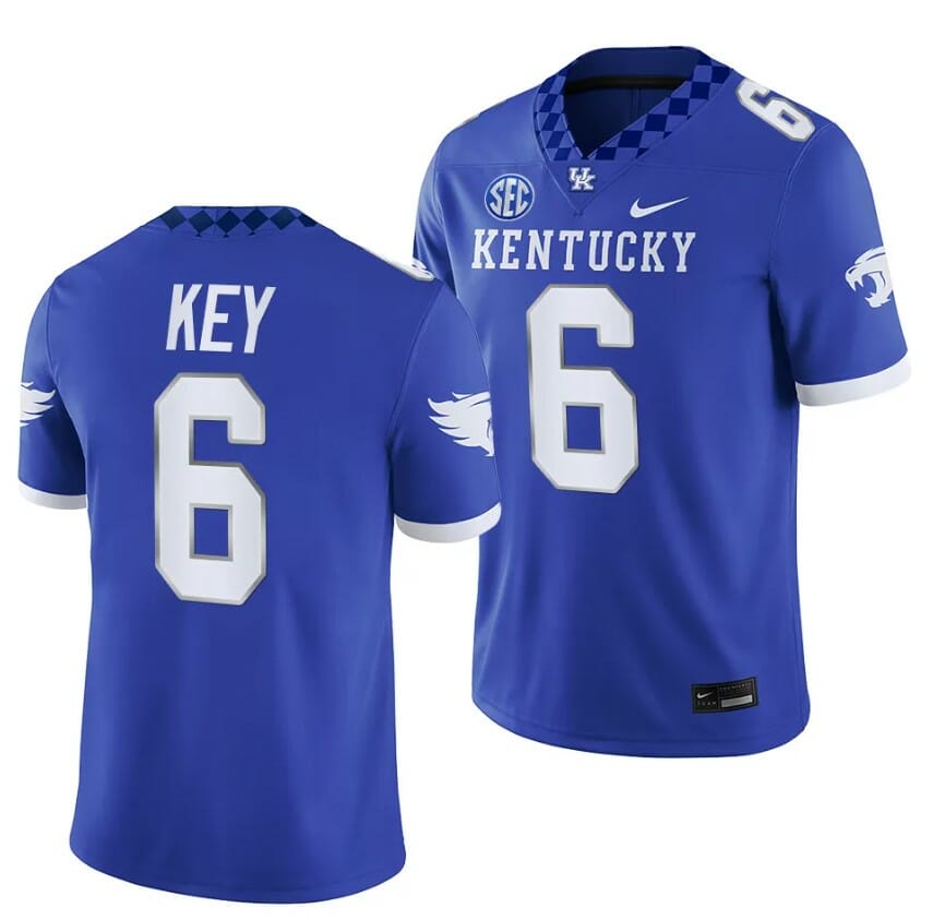 Kentucky Wildcats Dane Key Jersey #6 NCAA Football 2023 Game Home Blue