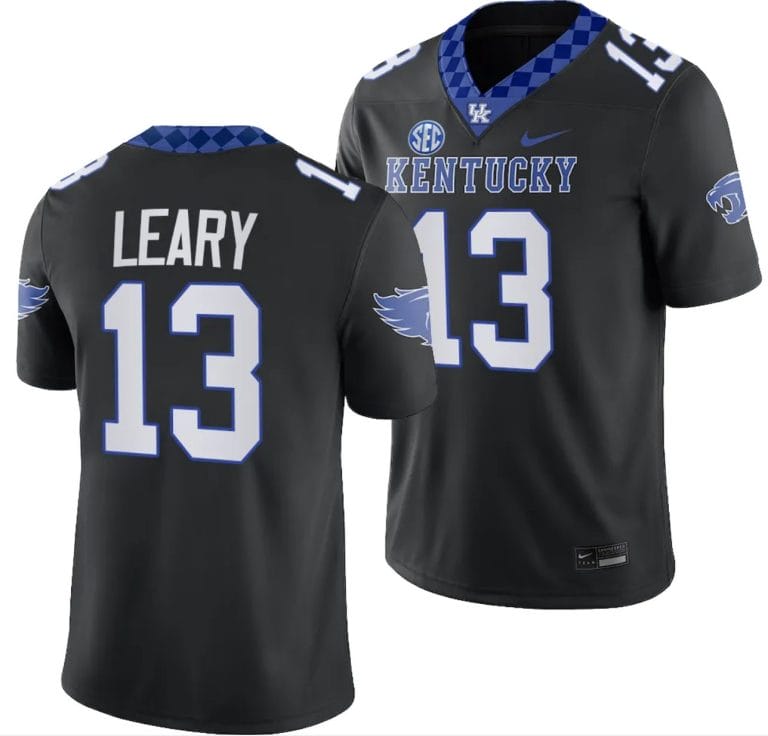 Kentucky Wildcats Devin Leary Jersey #13 Alternate Football Game Black 202