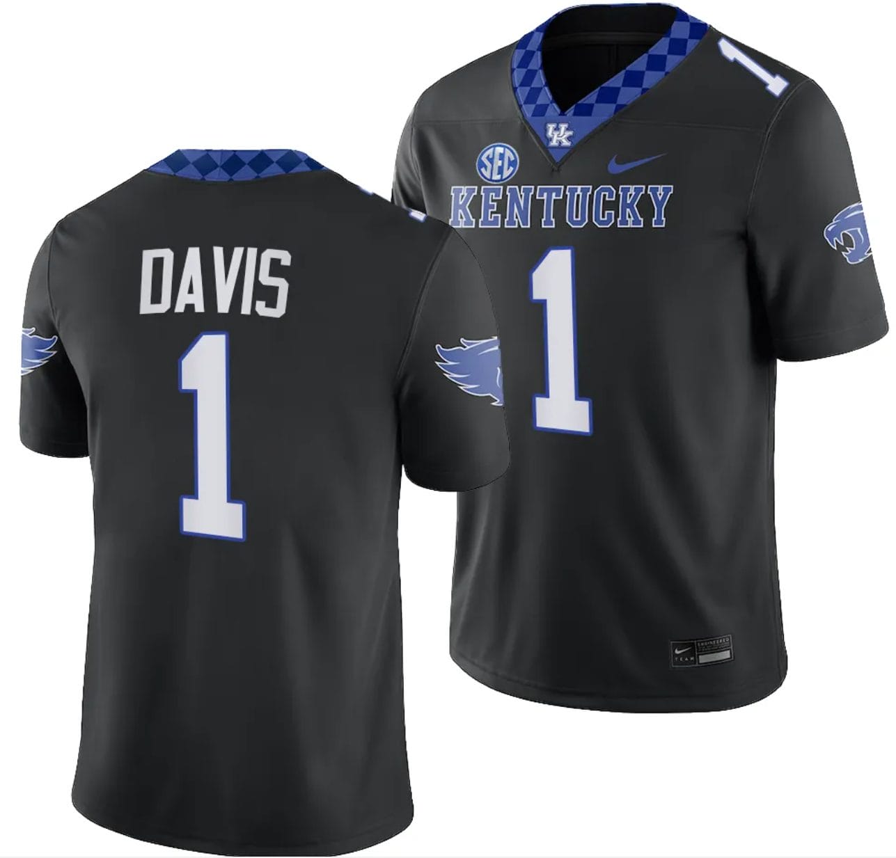 Kentucky Wildcats Ray Davis Jersey #1 Alternate Football Game Black 2023