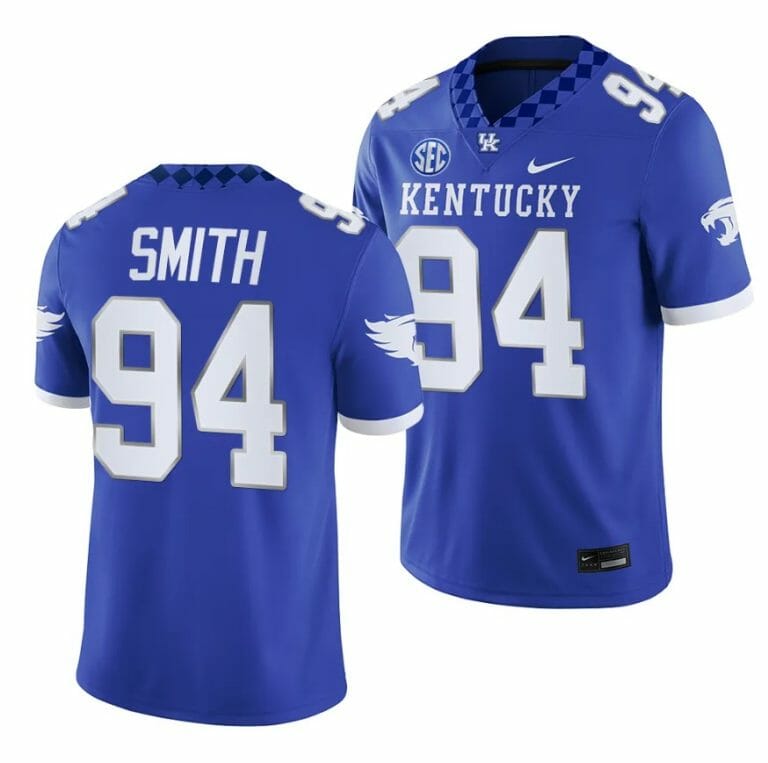 Kentucky Wildcats ZaDarius Smith Jersey #94 NCAA Football 2023 Game Home Blue