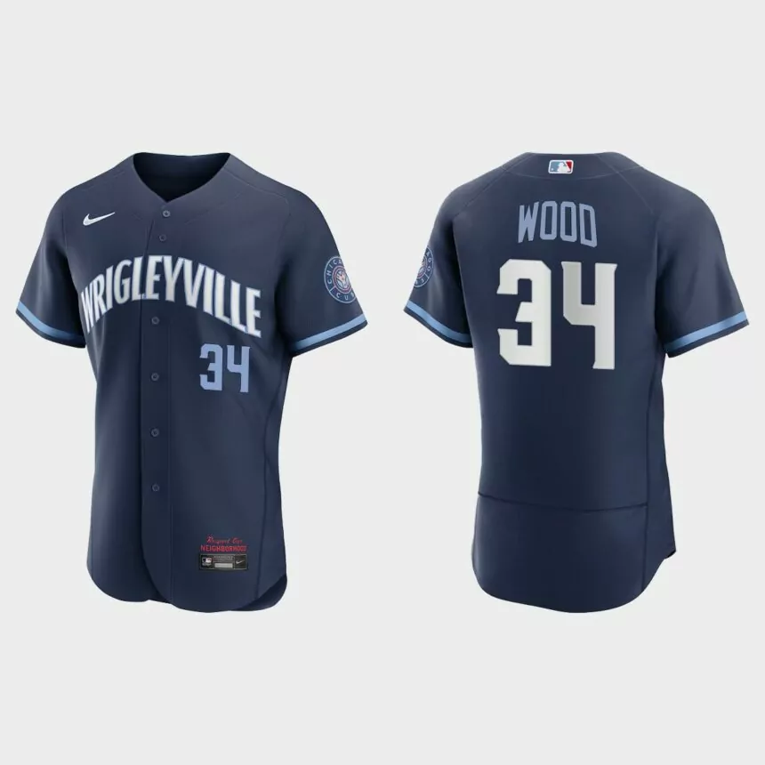 Kerry Wood #34 Chicago Cubs 2021 City Connect Authentic Jersey – Navy
