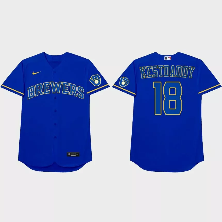 Keston Hiura Nickname Brewers 2021 Players’ Weekend Kestdaddy Jersey – Royal