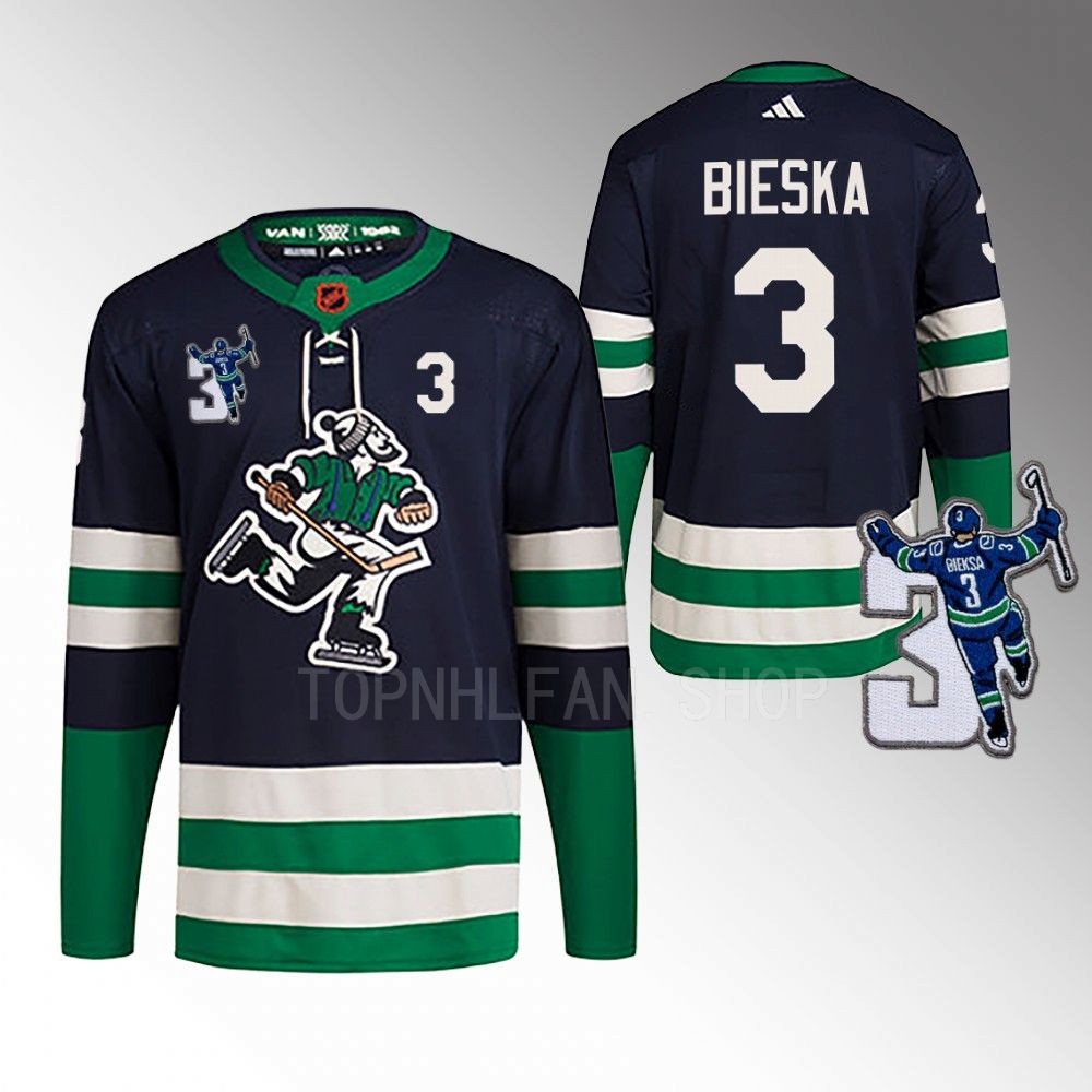 Kevin Bieska Vancouver Canucks Navy Kevin Bieska patch Reverse Retro 2.0 Jersey