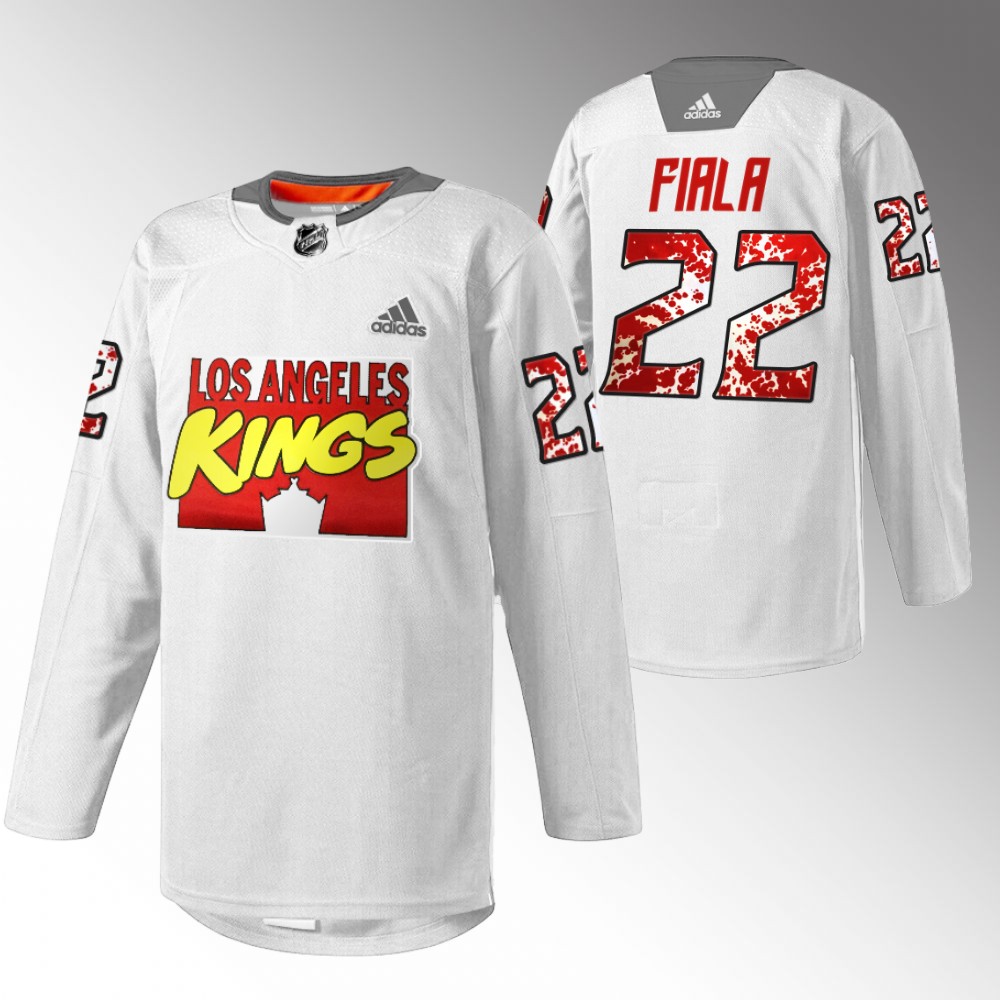 Kevin Fiala Kings Marvel Super Hero Jersey White Warmup
