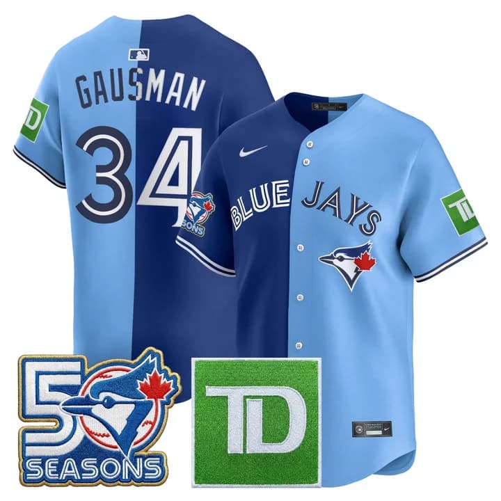 Kevin Gausman #34 Toronto Blue Jays Split Jersey -   Stitched