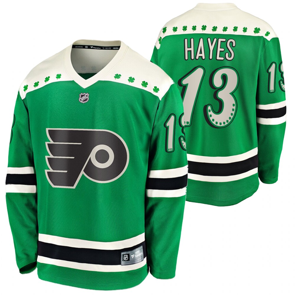 Kevin Hayes Flyers 2021 St Patricks Day Green #13 Jersey