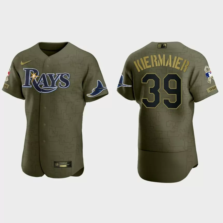 Kevin Kiermaier Tampa Bay Rays 2021 Salute to Service Digital Camo Jersey – Green