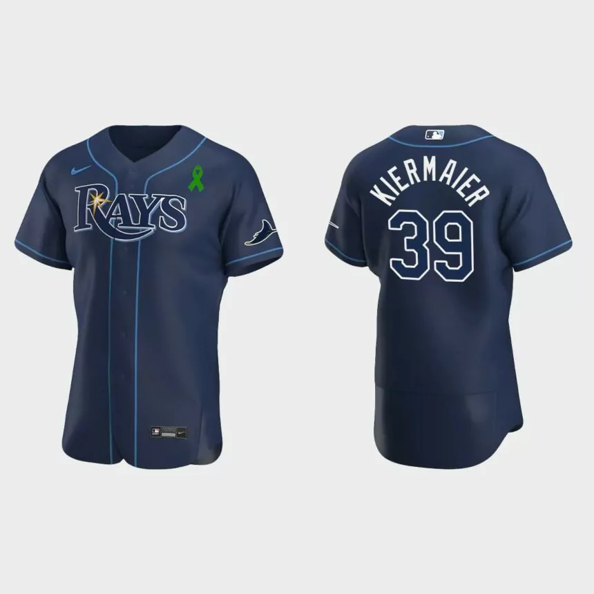 Kevin Kiermaier Tampa Bay Rays Green Ribbon Authentic Alternate Jersey – Navy