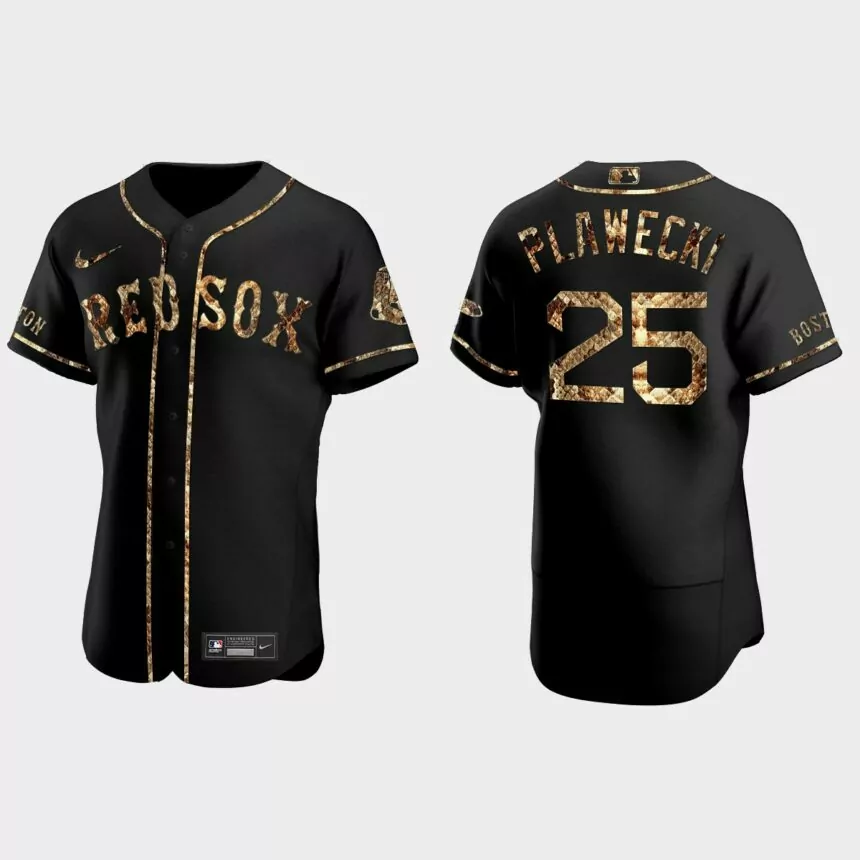 Kevin Plawecki Boston Red Sox Python Skin Authentic Jersey – Black