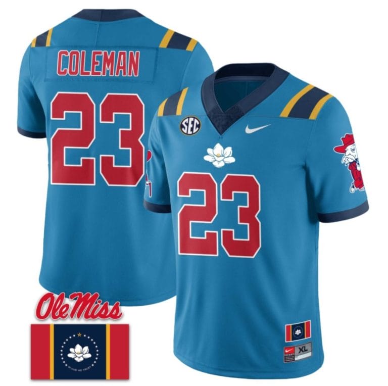 Khari Coleman Jersey #23 Ole Miss Rebels Football Ole Miss Flag All Stitched Blue 2