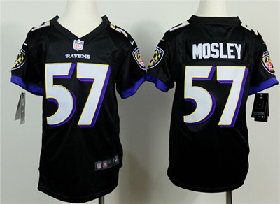 Kid's Baltimore Ravens #57 C.J. Mosley Nike Game Black Alternate Stitched Jersey