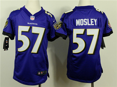 Kid's Baltimore Ravens #57 C.J. Mosley Nike Game Purple Home Stitched Jersey